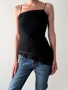 Tristan & iseut black 100% silk asymmetrical camisole.